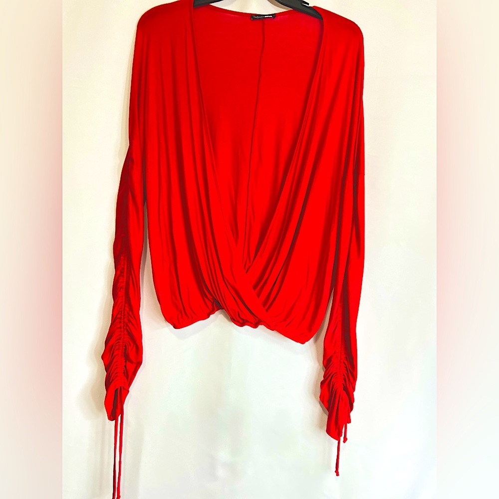 Women’s Red Surplice Top